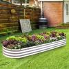 imageLand Guard 821ft Galvanized Raised Garden Bed Kit 108 Gallon Capacity Raised Garden Boxes Outdoor Oval Metal Raised Garden Beds for Vegetables Bluewith 10 Connecting rodsSilver