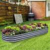 imageLand Guard 821ft Galvanized Raised Garden Bed Kit 108 Gallon Capacity Raised Garden Boxes Outdoor Oval Metal Raised Garden Beds for Vegetables Bluewith 10 Connecting rodsModern Grey