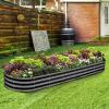 imageLand Guard 821ft Galvanized Raised Garden Bed Kit 108 Gallon Capacity Raised Garden Boxes Outdoor Oval Metal Raised Garden Beds for Vegetables Bluewith 10 Connecting rodsGray