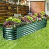 imageLand Guard 821ft Galvanized Raised Garden Bed Kit 108 Gallon Capacity Raised Garden Boxes Outdoor Oval Metal Raised Garden Beds for Vegetables Bluewith 10 Connecting rodsGreen