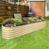 imageLand Guard 821ft Galvanized Raised Garden Bed Kit 108 Gallon Capacity Raised Garden Boxes Outdoor Oval Metal Raised Garden Beds for Vegetables Bluewith 10 Connecting rodsCream Yellow