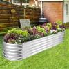 imageLand Guard 821ft Galvanized Raised Garden Bed Kit 108 Gallon Capacity Raised Garden Boxes Outdoor Oval Metal Raised Garden Beds for Vegetables Bluewith 10 Connecting rodsSilver