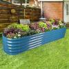 imageLand Guard 8ft Galvanized Raised Garden Bed Kit Raised Garden Boxes Outdoor Oval Metal Raised Garden Beds for Vegetables Silver108 Gallon Capacitywith 10 Connecting rodsBlue