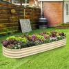 imageLand Guard 8ft Galvanized Raised Garden Bed Kit Raised Garden Boxes Outdoor Oval Metal Raised Garden Beds for Vegetables Silver108 Gallon Capacitywith 10 Connecting rodsCream Yellow