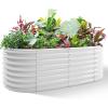 imageLand Guard 24 Tall 42ft Galvanized Raised Garden Bed Kit Galvanized Planter Garden Boxes Outdoor Oval Large Metal Raised Garden Bed for VegetablesPearl White 422ftPearl White