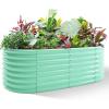 imageLand Guard 24 Tall 42ft Galvanized Raised Garden Bed Kit Galvanized Planter Garden Boxes Outdoor Oval Large Metal Raised Garden Bed for VegetablesPearl White 422ftLime Green