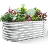 imageLand Guard 24 Tall Galvanized Raised Garden Bed Kit Galvanized Planter Garden Boxes Outdoor Oval Large Metal Raised Garden Bed for Vegetables Classic Silver 422ftClassic Silver