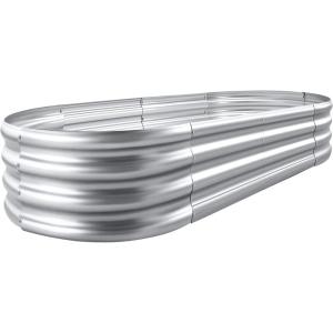 imageLand Guard 2Pcs Galvanized Steel Raised Garden Bed8 x 4 x 1 ft Large Metal Raised Planter Beds Aluminum Raised Garden Bed for Vegetables 8 x 4 x 1ft2pcs1silver