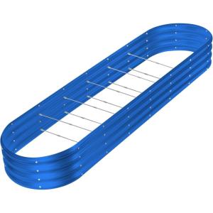 imageLand Guard 8ft Galvanized Raised Garden Bed Kit Raised Garden Boxes Outdoor Oval Metal Raised Garden Beds for Vegetables Silver108 Gallon Capacitywith 10 Connecting rodsBlue