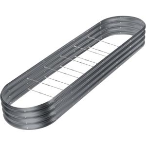 imageLand Guard 8ft Galvanized Raised Garden Bed Kit Raised Garden Boxes Outdoor Oval Metal Raised Garden Beds for Vegetables Silver108 Gallon Capacitywith 10 Connecting rodsModern Grey