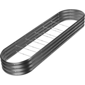 imageLand Guard 8ft Galvanized Raised Garden Bed Kit Raised Garden Boxes Outdoor Oval Metal Raised Garden Beds for Vegetables Silver108 Gallon Capacitywith 10 Connecting rodsGray
