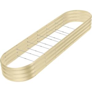 imageLand Guard 8ft Galvanized Raised Garden Bed Kit Raised Garden Boxes Outdoor Oval Metal Raised Garden Beds for Vegetables Silver108 Gallon Capacitywith 10 Connecting rodsCream Yellow