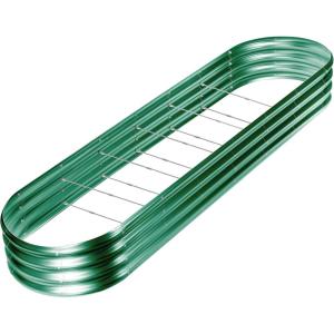 imageLand Guard 8ft Galvanized Raised Garden Bed Kit Raised Garden Boxes Outdoor Oval Metal Raised Garden Beds for Vegetables Silver108 Gallon Capacitywith 10 Connecting rodsGreen