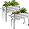 image:imageLand Guard 2 Pack Galvanized Raised Garden Bed with Legs amp Wheels 361232in Metal Elevated Raised Planter Box for Backyard Patio Balcony 300lb Capacity Dark GreySilver