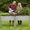 image:imageLand Guard 2 Pack Galvanized Raised Garden Bed with Legs amp Wheels 361232in Metal Elevated Raised Planter Box for Backyard Patio Balcony 300lb Capacity Dark GreySilver