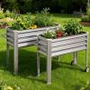 image:imageLand Guard 2 Pack Galvanized Raised Garden Bed with Legs amp Wheels 361232in Metal Elevated Raised Planter Box for Backyard Patio Balcony 300lb Capacity Dark GreySilver
