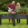 image:imageLand Guard 2 Pack Galvanized Raised Garden Bed with Legs amp Wheels 361232in Metal Elevated Raised Planter Box for Backyard Patio Balcony 300lb Capacity Dark GreyDark Grey
