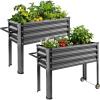 image:imageLand Guard 2 Pack Galvanized Raised Garden Bed with Legs amp Wheels 361232in Metal Elevated Raised Planter Box for Backyard Patio Balcony 300lb Capacity Dark GreyDark Grey