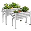 image:imageLand Guard 2 Pack Galvanized Raised Garden Bed with Legs amp Wheels 361232in Metal Elevated Raised Planter Box for Backyard Patio Balcony 300lb Capacity Dark GreySilver