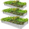 image:imageLand Guard 3 Pack 631ft Galvanized Metal Raised Garden Bed Metal Planter Kit Box Outdoor for DeepRooted Vegetables Flowers Green and Herbs Modern GreySilver