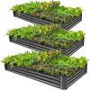 image:imageLand Guard 3 Pack 841ft Galvanized Metal Raised Garden Bed Metal Planter Kit Box Outdoor for DeepRooted Vegetables Flowers Green and Herbs Modern GreyModern Grey