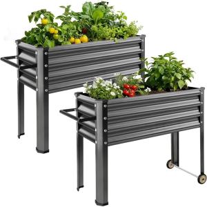 image:imageLand Guard 2 Pack Galvanized Raised Garden Bed with Legs amp Wheels 361232in Metal Elevated Raised Planter Box for Backyard Patio Balcony 300lb Capacity Dark GreyDark Grey
