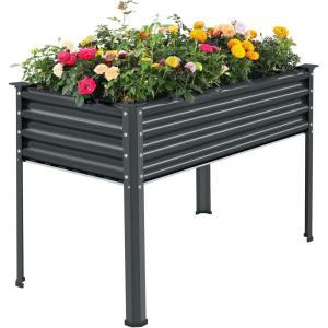 image:imageLand Guard Galvanized Raised Garden Bed with Legs 962432in Raised Garden Beds Outdoor with Drainage Holes Planter Boxes Outdoor for Backyard Patio Balcony 1200lb Capacity SilverGray