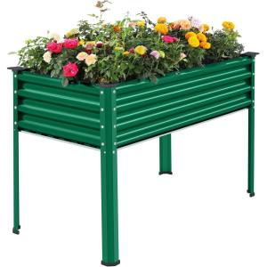 image:imageLand Guard Galvanized Raised Garden Bed with Legs 962432in Raised Garden Beds Outdoor with Drainage Holes Planter Boxes Outdoor for Backyard Patio Balcony 1200lb Capacity SilverGreen